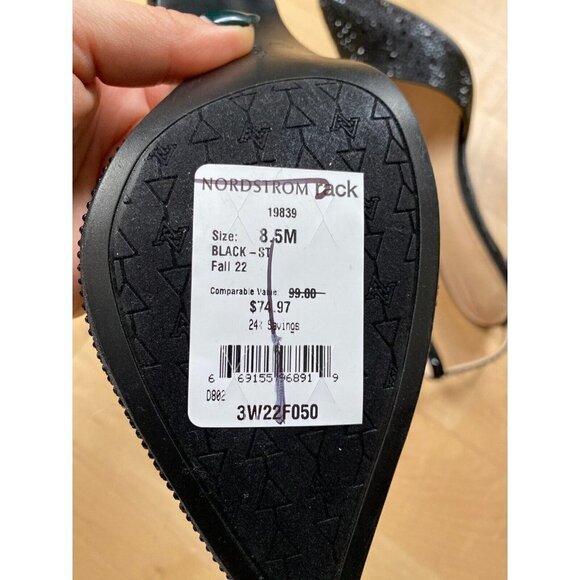 ADRIENNE Vittadini BNWT "Norena" Ankle Strap Black Jeweled Heel Women New - Picture 10 of 11